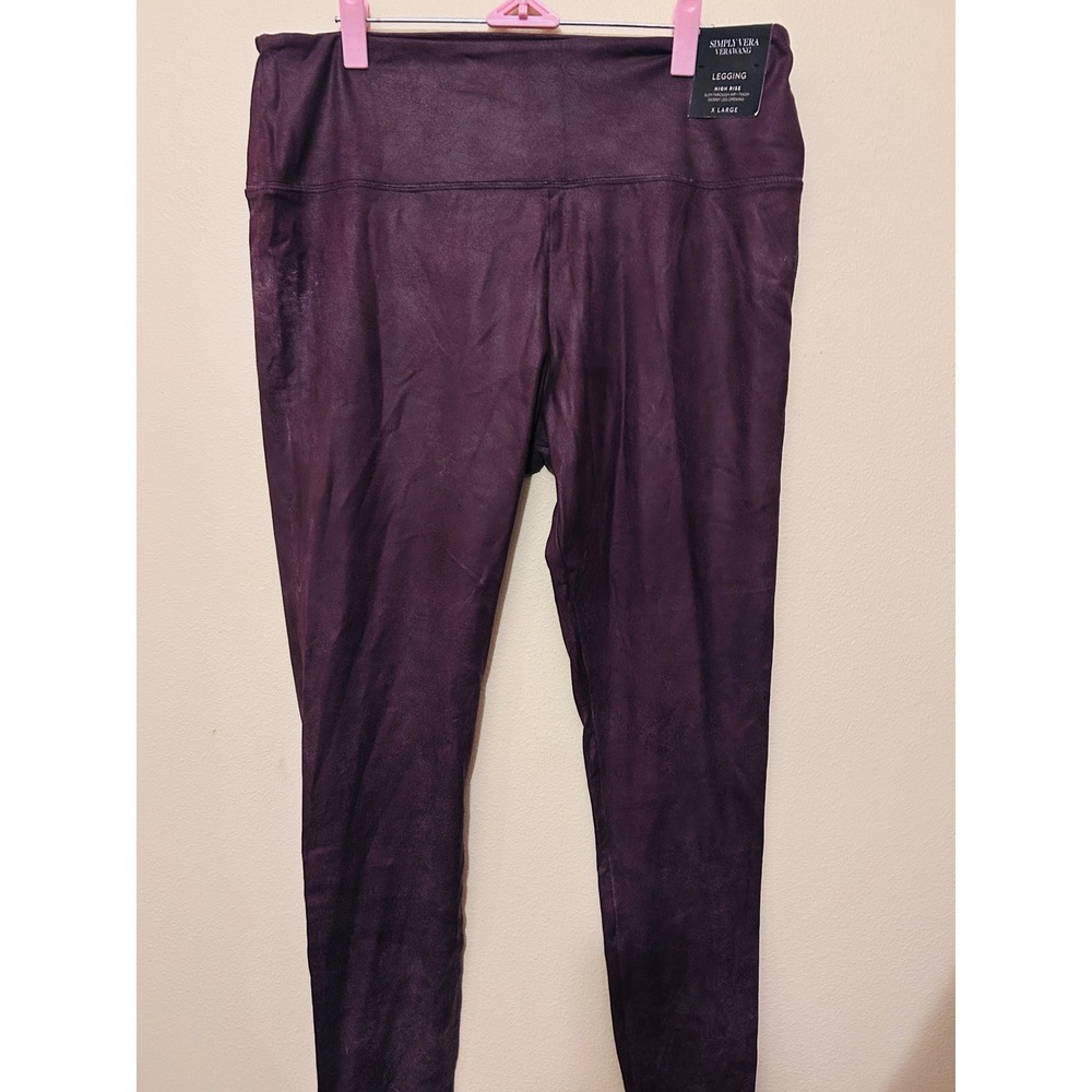 Simply Vera Vera Wang Leggings Womens XL Purple Excellent High Rise Coated Slim